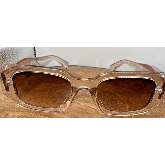 Mosanana Pink Rectangle Sunglasses Vintage Retro Fashion Trendy Clear 68-13-132 - Picture 2 of 8